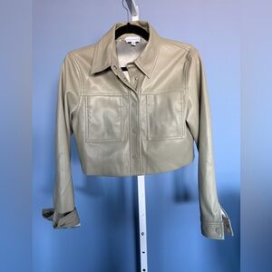 Lucy Paris Cropped sage faux Leather Jacket